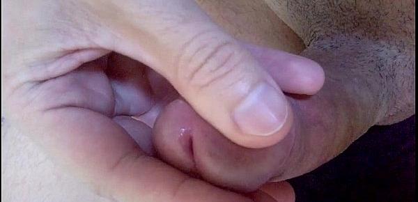  Morning wood leaking precum and a load of cum!